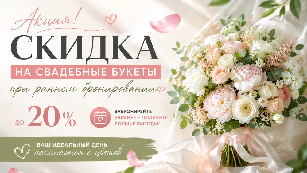 Скидка на свадебные букеты при раннем бронировании 💍🌸